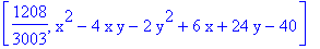[1208/3003, x^2-4*x*y-2*y^2+6*x+24*y-40]